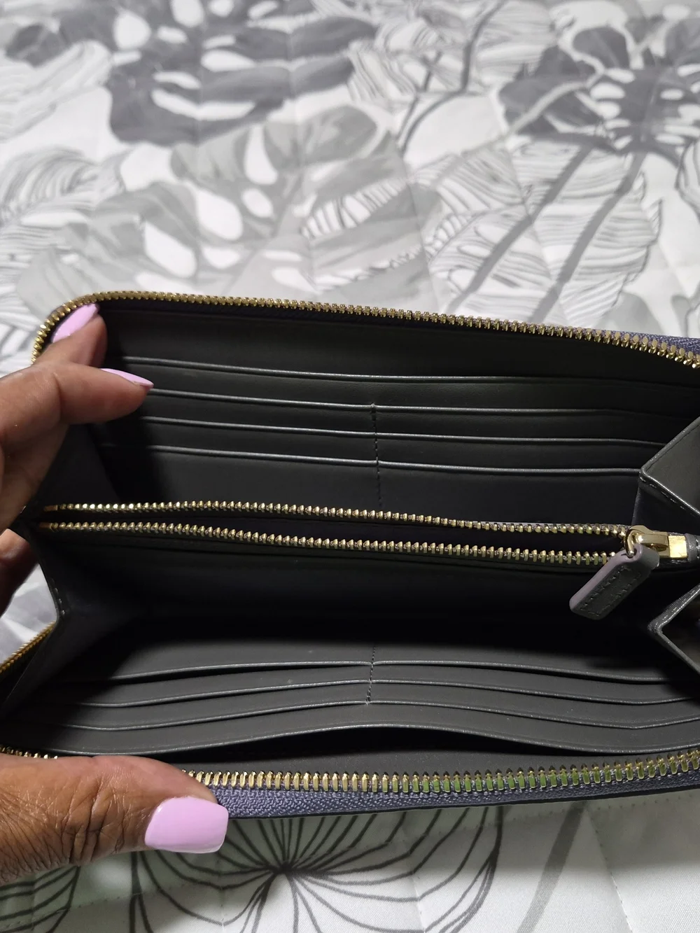 MCM Metallic Silver Zip-Around Wallet